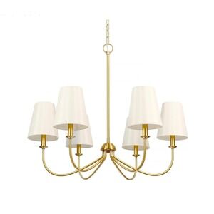 New in Box 6-Light Homebelife Chandelier Brushed Bronze Gold Beige Shade Light